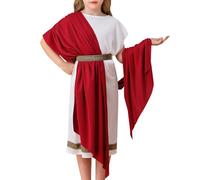 Halloween Costume Kid Kids Greek Mythology Costume Roman Toga Robe Halloween Dress Up Party Outfit For Boys Girls Carnival Performance Cosplay Cosplay Anime Girl (Red, 160)