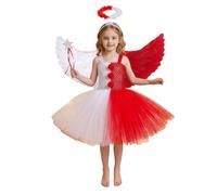 Halloween Costume Kids Red White Split Angel Devil Tutu Dress Party