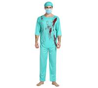 Halloween Costume Men Scary Bloody Surgeon Nurse Zombie Doctor Costume Set | Blood-Splatter Print Hospital Fancy Dress Costume Adult Set for Carnival Themed Party Cosplay, Halloween Gifts