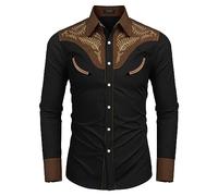 Halloween Costume Men's Halloween 2 Halloween 6 Men's Western Denim Shirt, Casual Long Sleeve Halloween Button Cotton Shirt Coloured T Shirt, black, L