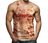 Halloween Costume Men's Horror Tank Top Blood Splash Pattern Sleeveless T-Shirt Tops Horror Bloodstained Butcher Sports Vest Fitness Lightweight Party Shirt Festival Undershirt Terror, dark blue, L