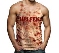Halloween Costume Men's Horror Tank Top Blood Splash Pattern Sleeveless T-Shirt Tops Horror Bloodstained Butcher Sports Vest Fitness Lightweight Party Shirt Festival Undershirt Terror, Light blue, S