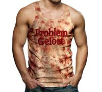 Halloween Costume Men's Horror Tank Top Blood Splash Pattern Sleeveless T-Shirt Tops Horror Bloodstained Butcher Sports Vest Fitness Lightweight Party Shirt Festival Undershirt Terror, red, 3XL