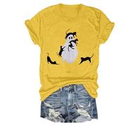 Halloween Costume Men's Women's T-Shirt Carnival Print 2025 Crew Neck Tops Printed Short Sleeve Casual Shirt Top Autumn Fall Shirts, yellow, M