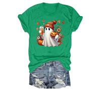 Halloween Costume Men's Women's T-Shirt Carnival Print 2025 Crew Neck Tops Shirt Top Autumn Fall Shirts, Green, XL