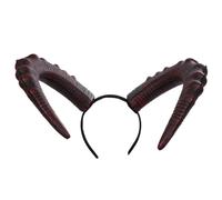 Halloween Costume Party Hair Horn Headband, Black PU Flexible | Sculpted Curved Horns, Plastic Base, Gothic Festive Style for Adults, School Events