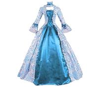 Halloween Costume Plus Size, Womens Medieval Rococo Dress 1800s Gothic Victorian Dresses Ladies Elegant Masquerade Ball Gowns Halloween Queen Vampire Cosplay Costume Blue XXL