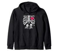 Halloween Costume Pregnant Woman Twins Pumpkin Rib Cage Zip Hoodie