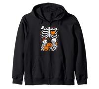 Halloween Costume Pregnant Woman Twins Pumpkin Rib Cage Zip Hoodie