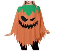 Halloween Costume Pumpkin Adult, Halloween Costume Cape, Funny Pumpkin Orange Poncho Pumpkins Cape Robe Medieval Fancy Dress for Halloween Party Scary Nights