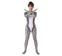 Halloween Costume Python One-piece Bodysuits Animal Theme Party Cosplay Roleplay Snake Fancy Dress Up Suits Sexy Long Sleeve Onesies Jumpsuit Skinny Stretch Snakeskin Print Overall Unitard Body Suit