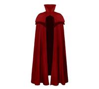 Halloween Costume Renaissance Cloak Women Men Length Stand Collar Reversible Cloak Masquerade Cape Medieval Costume, Red, L