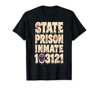 Halloween Costume State Prison Skull Blood Splatter Drip T-Shirt