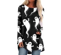 Halloween Costume T-Shirts Women Spiders Ghosts Witch Hat T-Shirt Short-Sleeved Graphic Tee Soft Breathable Polyester Spooky Town Theme Plus Size Tops Merchandise Gift Idea Light Purple