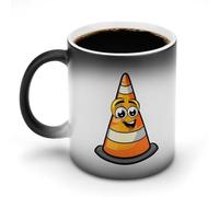 Halloween Costume Traffic Cone Funny Simple Safety Pylon Color Changing Mug Ceramic Heat Sensitive Cup for Men Women Gifts