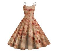 Halloween Costume Witches Women Skeleton Adult Womens Fancy Dress Costumes Pumpkin Adults Woman Outfits Plus Size Dresses for UK Petite Winter Witch Outfit Brick Red XXL