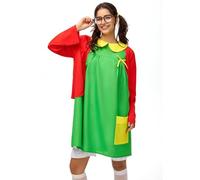 Halloween Costume Women Adult 6pcs Set Funny Cute Outfit Red Green Dress Costumes Plus Size Mexican Comedy Cosplay Party, Multicolor, S