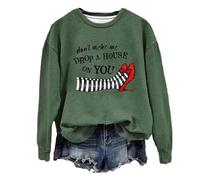 Halloween Costume Women Long Sleeve Printed Home Outdoor Workout Streetwear Yoga Sweater Women, Dark green, M