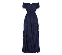 Halloween Costume Women, Medieval Fancy Dress Women Fairy Gothic Gown Irish Sexy Costumes for Up Black Cosplay Party Retro Elegant Long Sleeve Short Midi Maxi Princess (Dark Blue,M)