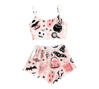 Halloween Costume Women Pajama Sets Women Silk Satin Pajama Set 3 Pieces Lingerie Sleepwear with Floral Lace and Bathrobe Features:, pink, XXL