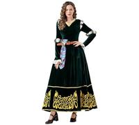 Halloween Costume Women, Women's Medieval Ladies Victorian Dress Witch Women Vampire Outfit Suit Fancy 80S for Cosplay Party Costumes Womens Retro Elegant Long Sleeve (Green,M)