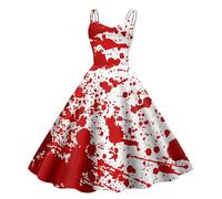 Halloween Costume Women's Dress Bloody A-line Maxi Dress Casual Terrifier Horror Bride Sexy Witch Costume Blood Print Party Dress Midi Dress Cocktail Dress Party Dress Women's Dress Party Dresses, O