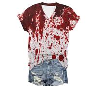 Halloween Costume Women's "Mir geht es gut, bloody T-shirt, shirt with blood, blood splatter shirt, bloody Halloween, I'm doing well, costume, clear, XL