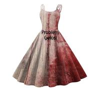 Halloween Costume Women's Problem Solved Dress A Line Long Bloody Bloody Cocktail Dress Festive Strappy Dress Adult Costume Party Dress Halloween Dress Scary Halloween Costume, pink, S
