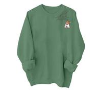 Halloween Costume Women's Pullover Long Sleeve Sweatshirt Basic Crew Neck Long Sleeve Shirt Simple Party Festive Jumper Ghost Print Top, Green (green 1), 3XL