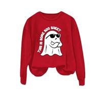 Halloween Costume Women's Pullover Sweatshirt Ghost Print Sweatshirt Long Sleeve Crew Neck Jumper Without Hood Autumn Winter Blouse Top Sports Streetwear Tops Long Sleeve Autumn Jumper, red, L