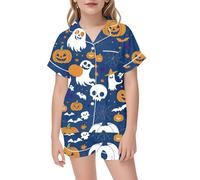 Halloween Costume Women's Pyjama Sets Girls Outfits 2-Piece Set Casual Daily Wear Toddler Pyjamas Comfortable Soft Fabric Children Age, navy, 10-11 Years