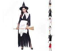 Halloween Costume Women's Scary Witch Vampire Church Dress Horror Bride Nurse Outfit with Hat & Accessories, Elegant Figure-hugging Design for Carnival, Horror Fans & Cosplay Parties