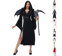 Halloween Costume Women's Scary Witch Vampire Church Dress Horror Bride Nurse Outfit with Hat & Accessories, Elegant Figure-hugging Design for Carnival, Horror Fans & Cosplay Parties