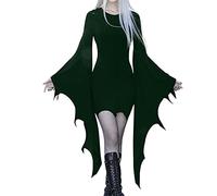 Halloween Costume Women's Sexy Dress Vintage Gothic Bat Dress Festive Cosplay Party Dresses Medieval Renaissance Vintage Cosplay Costumes Swing for Adults, Army Green1, XL