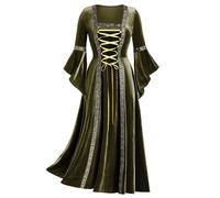 Halloween Costume Women's Witch Dress Gothic Medieval Tied Waist Dress A-line Lace Vampire Renaissance Adult Carnival Steampunk Festive Vintage Cosplay Club Party Yard Dress