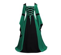 Halloween Costume Women's Witch Dress Gothic Medieval Tied Waist Dress A-line Lace Vampire Renaissance Adult Carnival Steampunk Festive Vintage Cosplay Club Party Yard Dress