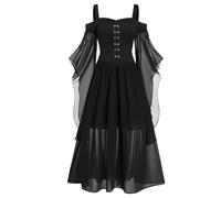 Halloween Costume Women's Witch Large Sizes Sexy Vintage Curvy Corset | Gothic Dress Women's Long with Trumpet Sleeves Tied Waist Slimming Steampunk Dress for Halloween Carnival Cosplay