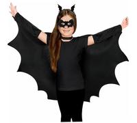 Halloween Costumes 4Pcs Kids Bat Costume Includes Black Cape, Eye Mask, Hair Clips Unisex Vampire Bat Costume Halloween Accessories for Kids Toddlers Cosplay 130