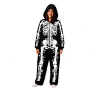 Halloween Costumes Adult Onesie Skeleton Costume Unisex Front and Back Bone Print Halloween Skeleton Jumpsuit Unisex with Zipper Hooded