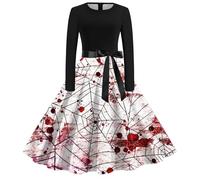 Halloween Costumes Adult Women Dress for Plus Size Mens Fancy Witch Costume Red Dresses Woman Skeleton Outfits Long Sleeve Retro Party UK Women's Pink XXL