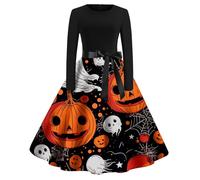 Halloween Costumes Adult Women Ladies Winter Dresses Womens Women's Retro Costume for Fancy Dress Witches Plus Size 24 Party UK Witch Red Black-B L