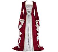 Halloween Costumes Adult Women Medieval Costume Women - Retro Medieval Dress Victorian Gothic Palace Ladies Trumpet Sleeves Party Renaissance Costume A-Line Maxi Dress Ladies Vintage Dresses