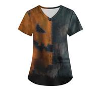 Halloween Costumes Adult Women Sexy Pumpkin Outfit Gothic Slim Fit Costume Medieval Adult Outfits Witch Midi T-Shirts Scary Fashion Tops Costumes(2-Earthy Yellow,M)