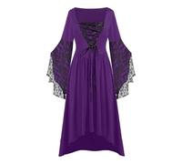 Halloween Costumes Adult Women Victorian Witch Gothic Plus Size Dresses Medieval Costume Ladies Evening Party Cosplay Prom Cocktail Swing Dress Vintage Elegant V Neck Fancy Dress