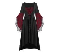Halloween Costumes Adult Women Victorian Witch Gothic Plus Size Dresses Medieval Costume Ladies Evening Party Cosplay Prom Cocktail Swing Dress Vintage Elegant V Neck Fancy Dress