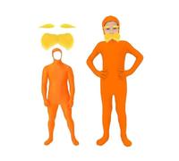 Halloween Costumes Adults Women Men Suit Unisex Funny Open Face Full Body Suits Stretch Spandex Solid Color Unitard Cosplay Party Performance Outfits (Orange,150cm)