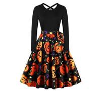Halloween Costumes Black Dresses for Women UK Dress with Pockets Women's 1940s Clothing Skeleton Winter Fairy Pumpkin Costume Adults Long Sleeve Ladies 50s Adult Jumpsuit Dark Purple M