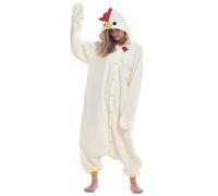 Halloween Costumes Cosplay Chicken Onesie Polar Fleece Chicken Costume Unisex Animal Costume Cosplay Cartoon Costume Halloween Christmas Sleepwear for Adult l
