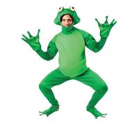 Halloween Costumes Cosplay Frog Costume Polyester Frog Onesie Unisex Animal Costume One-Piece Cosplay Dress Up Suit for Adults, Women and Men, M