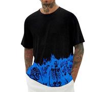Halloween Costumes Crop Top Workout Shirts for Men Fashion Short Sleeved T Shirts Oversized Tops Men Retro Vintage Graphic Tee Tops Navy